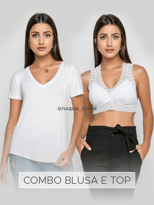 Combo Blusa+Top - Branco - Roupas Online Shop | Moda Feminina com Preços  Incríveis